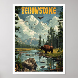 Yellowstone USA Classic Art Retro Vintage resor Poster