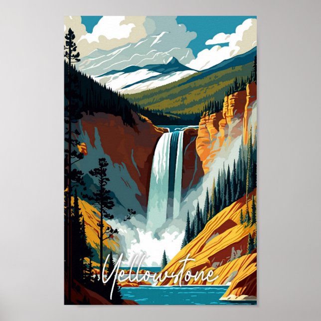 Yellowstone USA vintage resor konstillustration Poster (Framsidan)