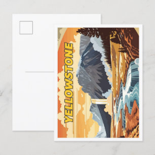Yellowstone Vintage Art Travel Illustration Vykort