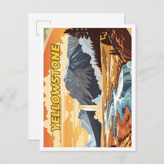 Yellowstone Vintage Art Travel Illustration Vykort (Fram/baksida)