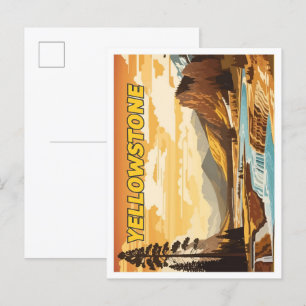 Yellowstone Vintage Art Travel Illustration Vykort