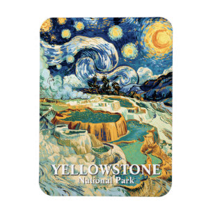 Yellowstone Vinter Mammoth Hot Springs Van Gogh Magnet