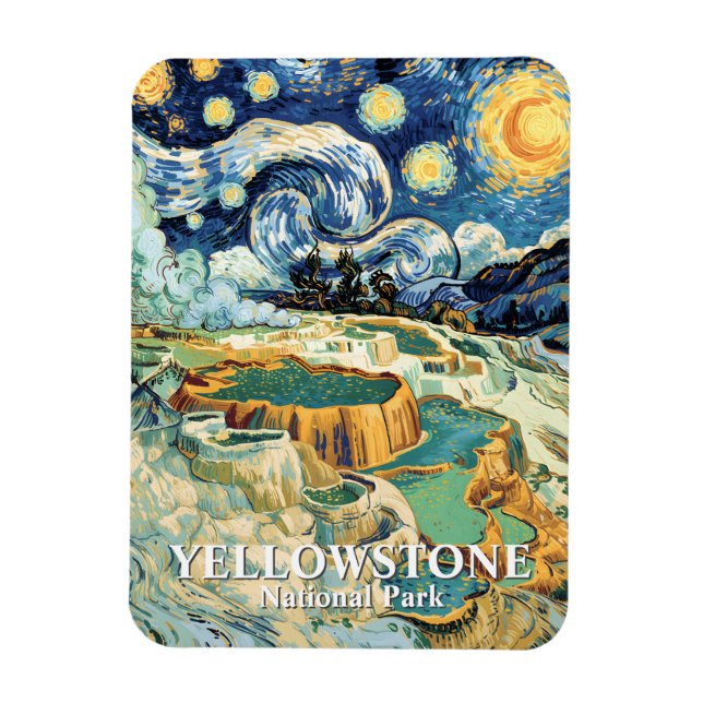 Yellowstone Vinter Mammoth Hot Springs Van Gogh Magnet (Vertikal)