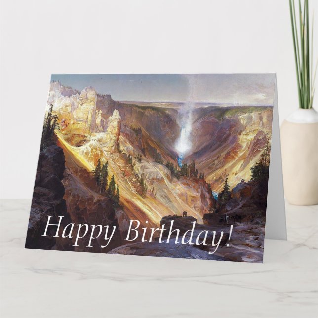 Yellowstone Waterfall Canyon Big Birthday Card Kort (Framsida)