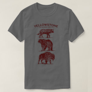 Yellowstone Wildlife Vintage Skiss T Shirt