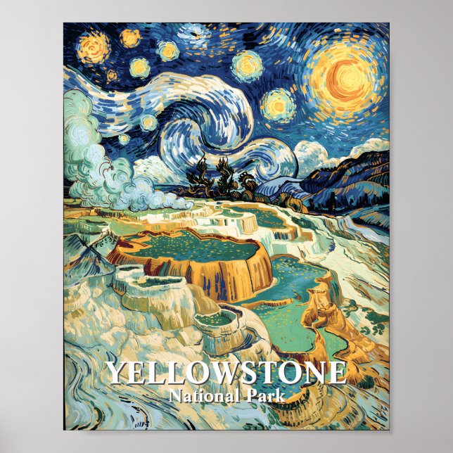 Yellowstone Winter Mammoth Hot Springs Van Gogh Poster (Framsidan)