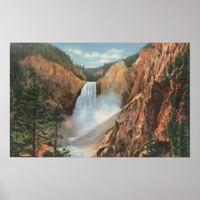 Yellowstone, WY - Underbara fallskärmar och Grand Poster (Framsidan)