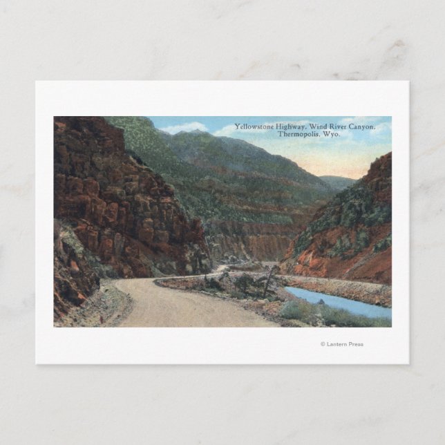 Yellowstone, WY - Yellowstone Highway och Vind 2 Vykort (Framsida)
