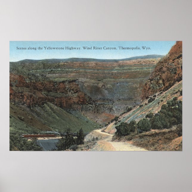 Yellowstone, WY - Yellowstone Highway och Vind Poster (Framsidan)