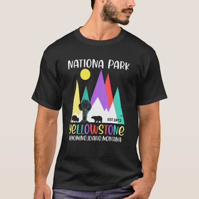 Yellowstone Wyoming US National Park Family Vacati T Shirt (Framsida)