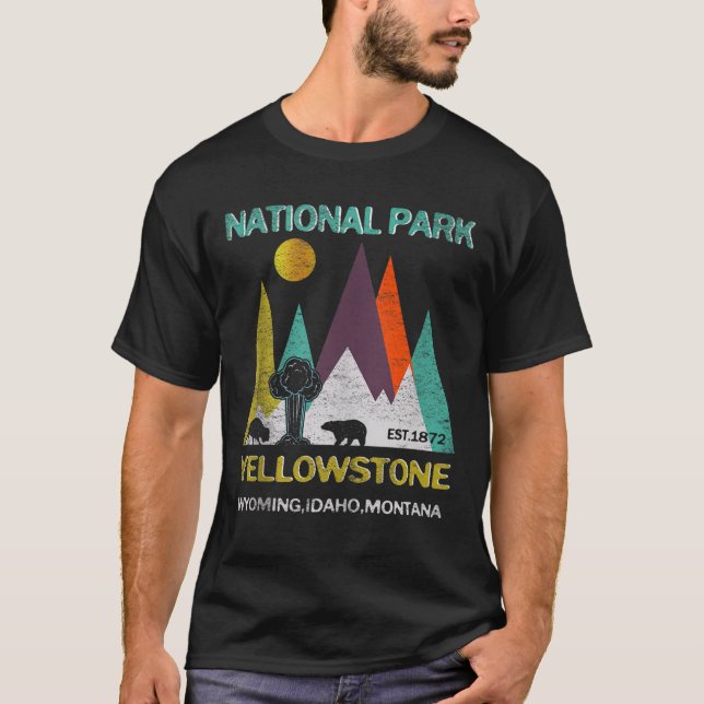 Yellowstone Wyoming US National Park Tee Family Va (Framsida)