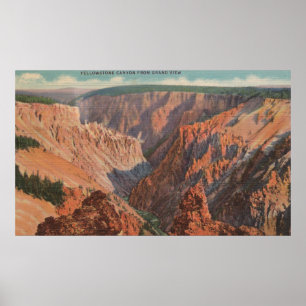 Yellowstone WYView av den Yellowstone kanjonen Poster
