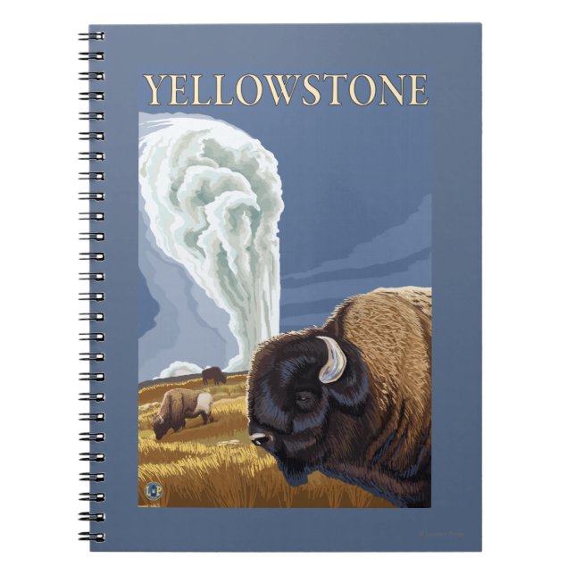 YellowstoneBison med gammal faithful Anteckningsbok (Framsidan)