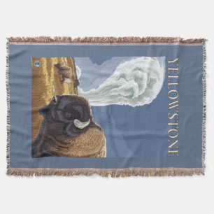YellowstoneBison med gammalt troget Filt