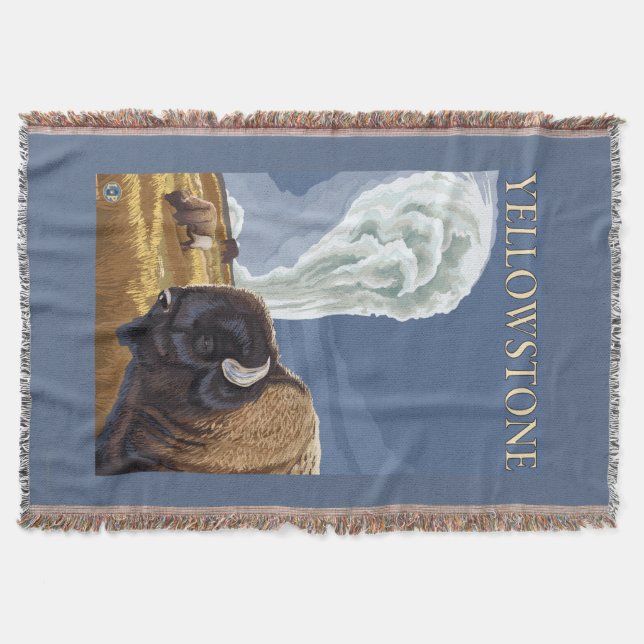 YellowstoneBison med gammalt troget Filt (Framsidan)