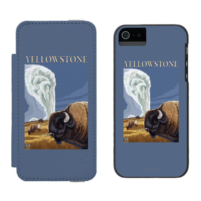 YellowstoneBison med gammalt troget Incipio iPhone Wallet Skal (Sida vid Sida)