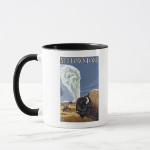 YellowstoneBison med gammalt troget Mugg