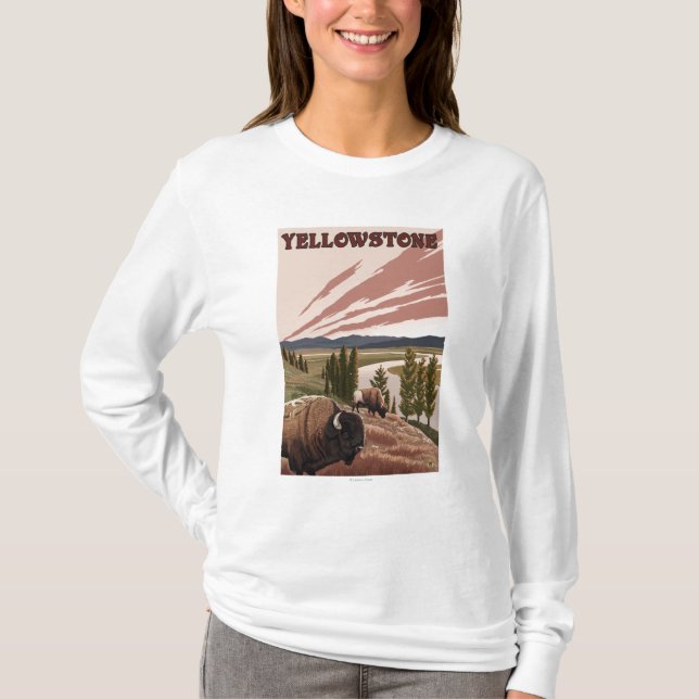 YellowstoneBison plats Tee Shirt (Framsida)