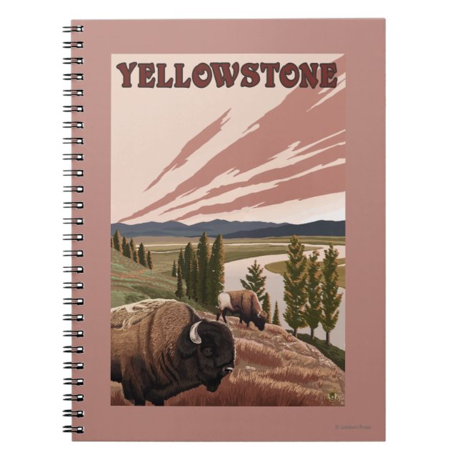 YellowstoneBison Scene Anteckningsbok (Framsidan)