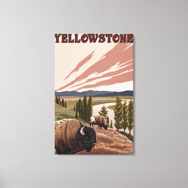 YellowstoneBison Scene Canvastryck (Framsida)