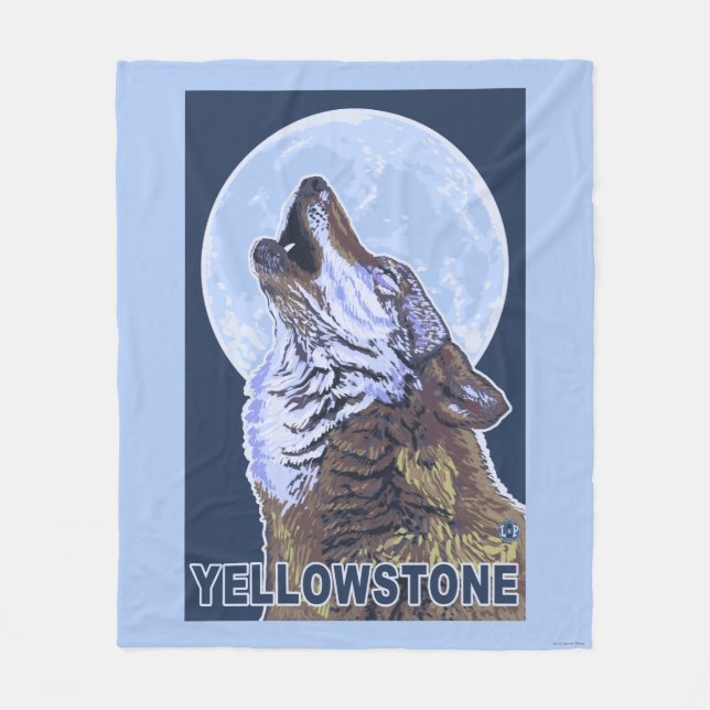 YellowstoneHowling varg Fleecefilt (Framsidan)
