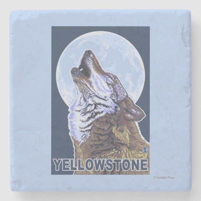 YellowstoneHowling varg Stenunderlägg (Framsidan)