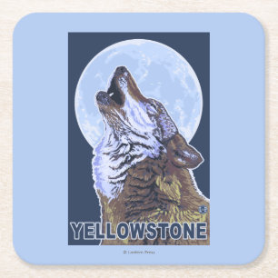 YellowstoneHowling varg Underlägg Papper Kvadrat