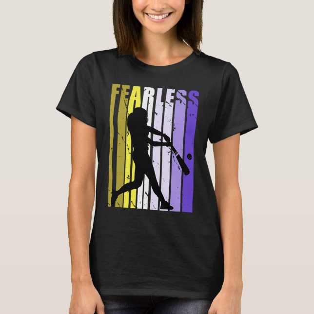 Yellwo Lila Girls Baseball Fearless Birthday Pla T Shirt (Framsida)