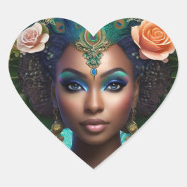 Yemaya Africian Sea Goddess Sjöjungfru Sticker Hjärtformat Klistermärke
