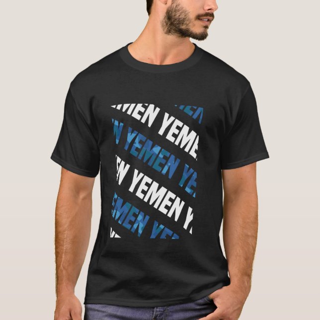 Yemen Camo Mönster Blue Camouflage T Shirt (Framsida)