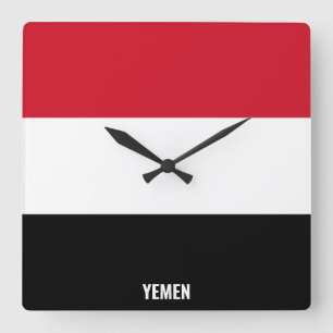 Yemen Flagga Dazzling Patriotic Fyrkantig Klocka