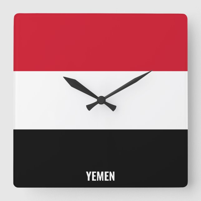 Yemen Flagga Dazzling Patriotic Fyrkantig Klocka (Framsida)