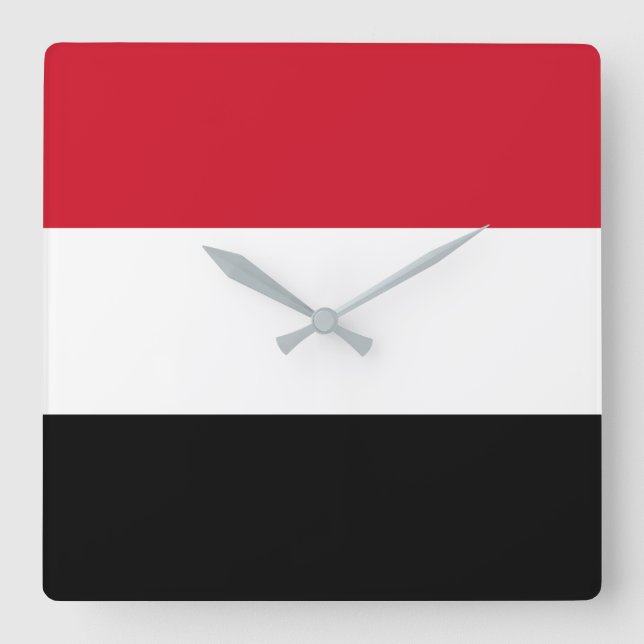 Yemen flagga fyrkantig klocka (Framsida)