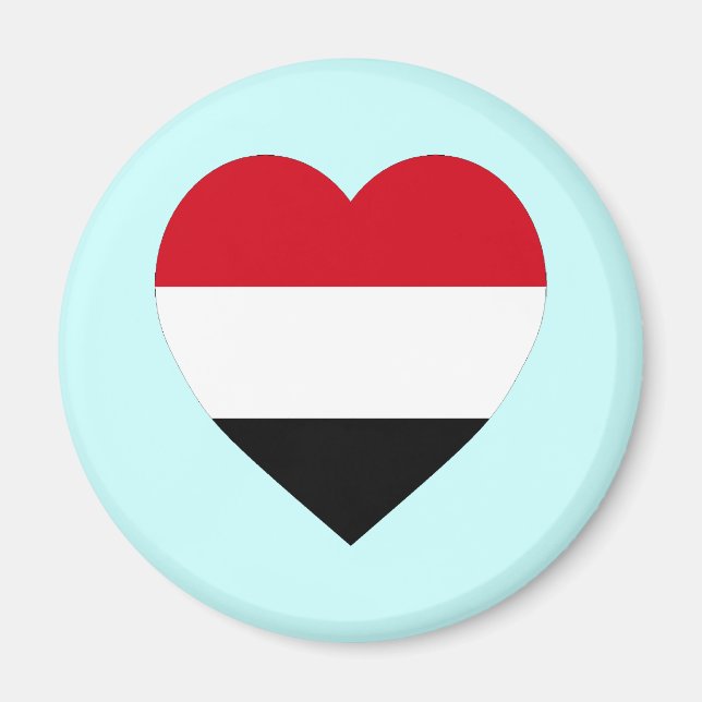 Yemen Flagga Heart Magnet (Framsidan)