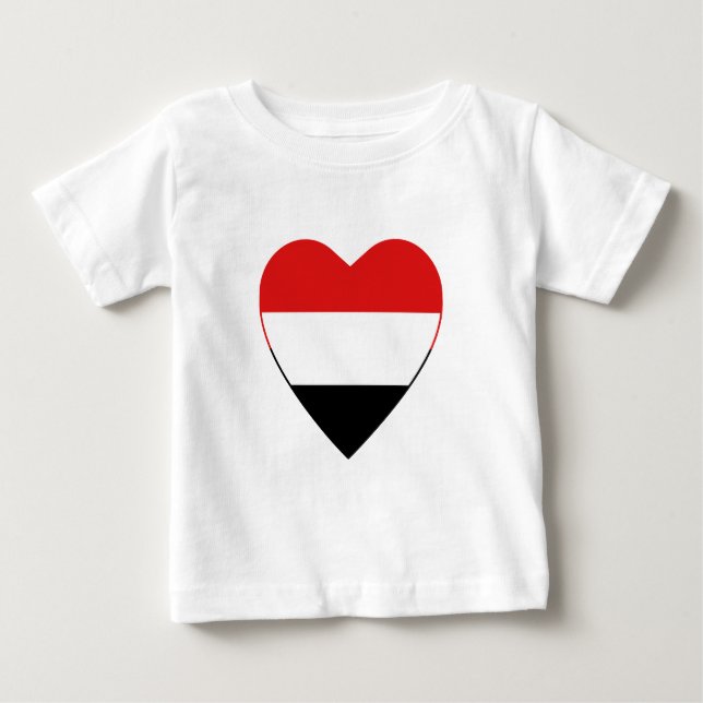 Yemen Flagga Heart T-Shirt (Framsida)