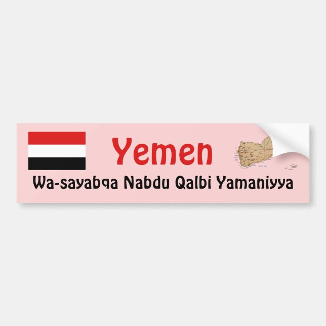 Yemen Flagga + Karta Bildäckslapp Bildekal (Framsidan)
