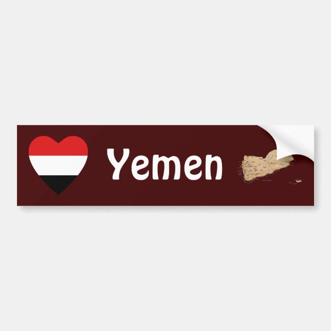Yemen flaggahjärta + Kartabildekal Bildekal (Framsidan)