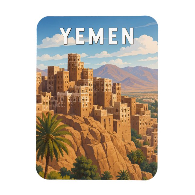 Yemen Illustration Resa Konst Vintage Magnet (Vertikal)