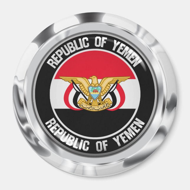 Yemen Round Emblem Magnet (Framsidan)