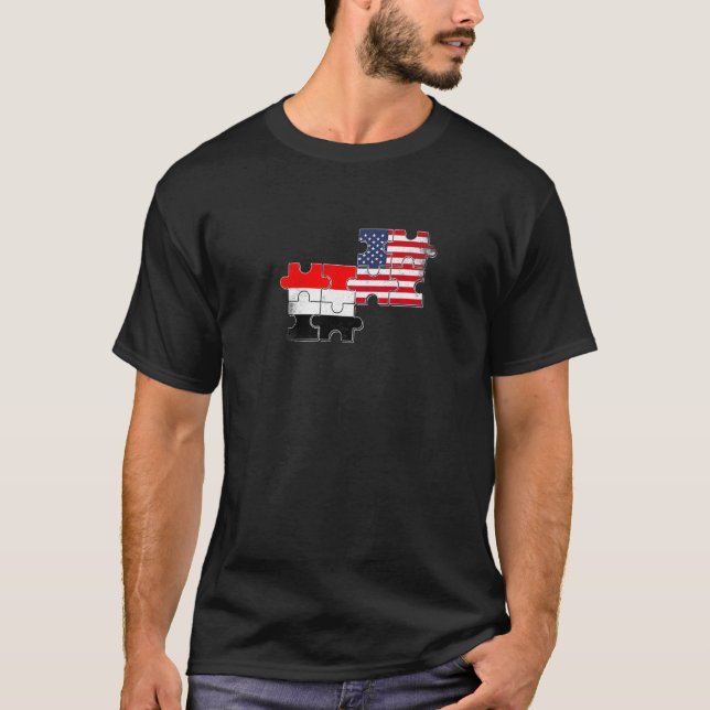 Yemen USA Yemeni American Flag   T Shirt (Framsida)