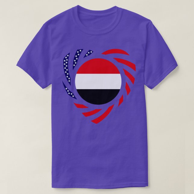 Yemeni American Multinational Patriot Flagga Heart T Shirt (Design framsida)