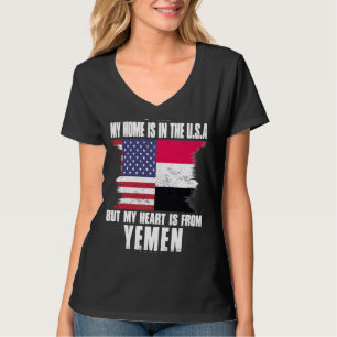 Yemeni American Patriot Grown Proud Home Heart USA T Shirt