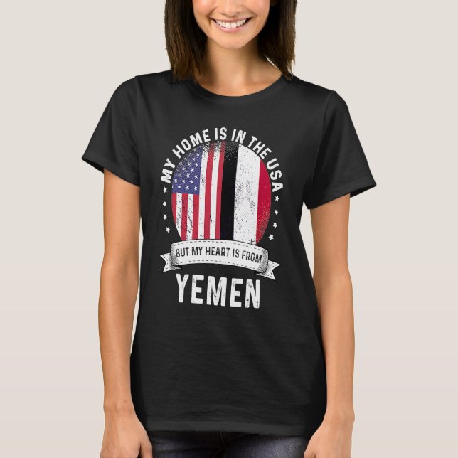 Yemeni American Patriot Grown Proud Home USA flagg T Shirt (Framsida)