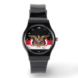 Yemeni Flagga Watch, Emblem, Jemen mode /sport Armbandsur