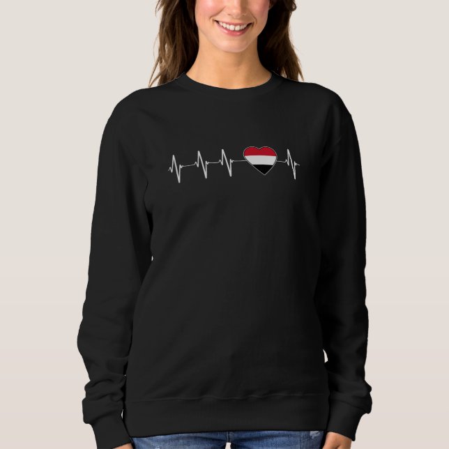 Yemeni Heartslag I Kärlek Yemen Flagga hjärta Land T Shirt (Framsida)