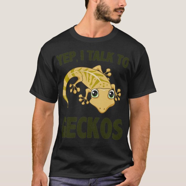 YEP JAG TALAR MED GECKOS Funny Gecko Lizard Reptil T Shirt (Framsida)