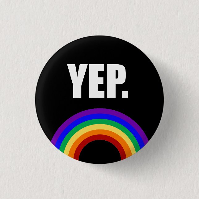 "Yep" knäppas rolig gay prideflaggaKlämma Knapp (Framsida)