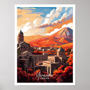 Yerevan Armenia Art Vintage resor Illustration Poster