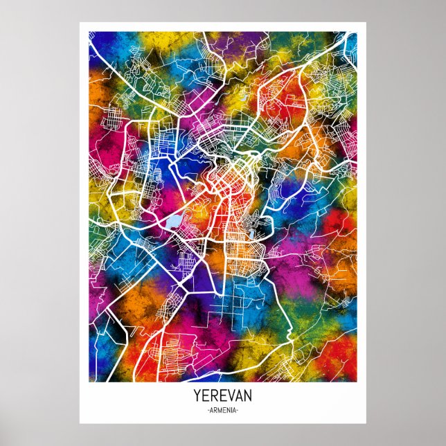 Yerevan Armenia City Karta Poster (Framsidan)
