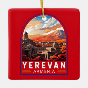 Yerevan Armenia Travel Art Vintage Julgransprydnad Keramik